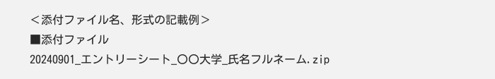 エントリーシートのファイル名の記載例